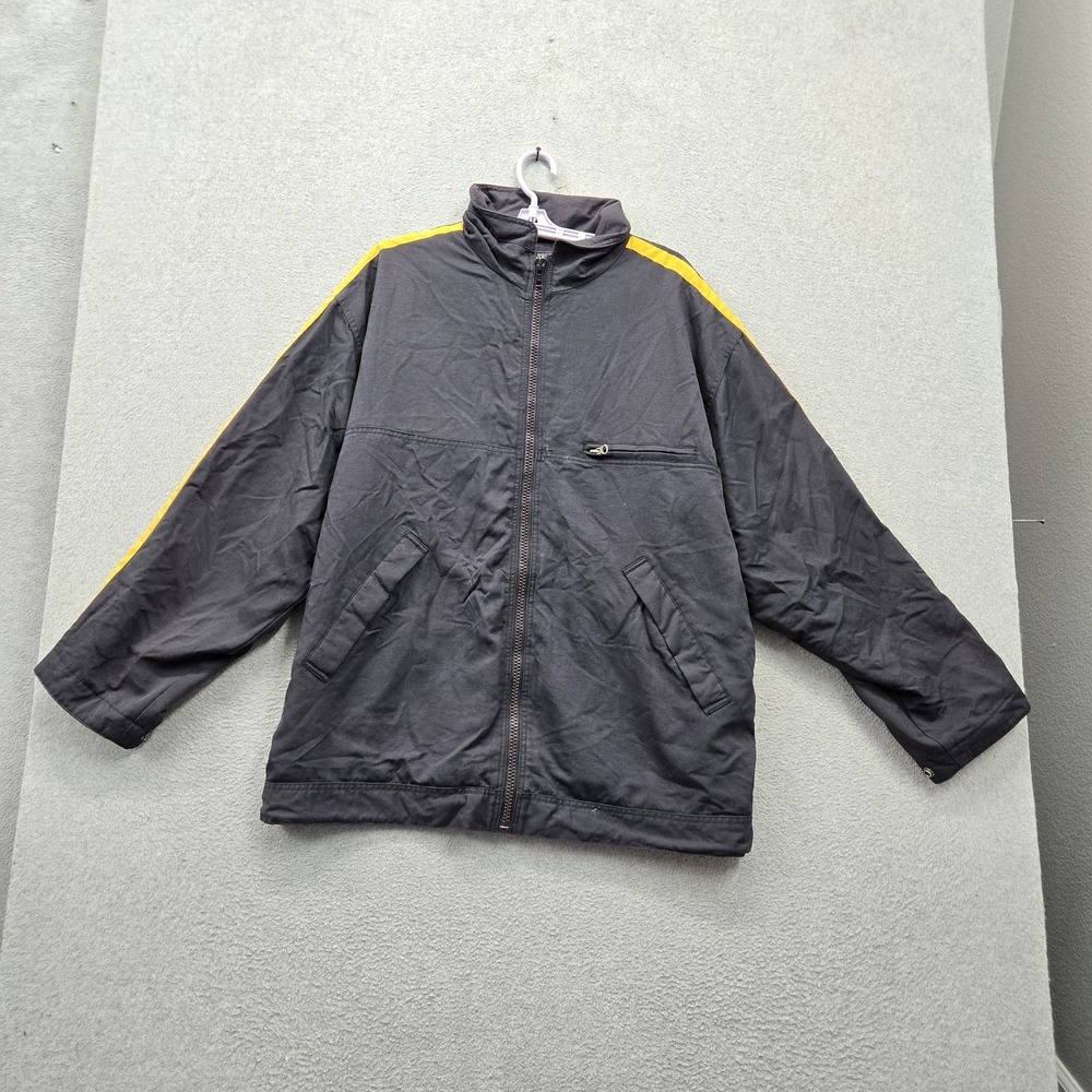 VINTAGE Abercrombie Men Jacket M Black Nylon Polyester Embroidered READ